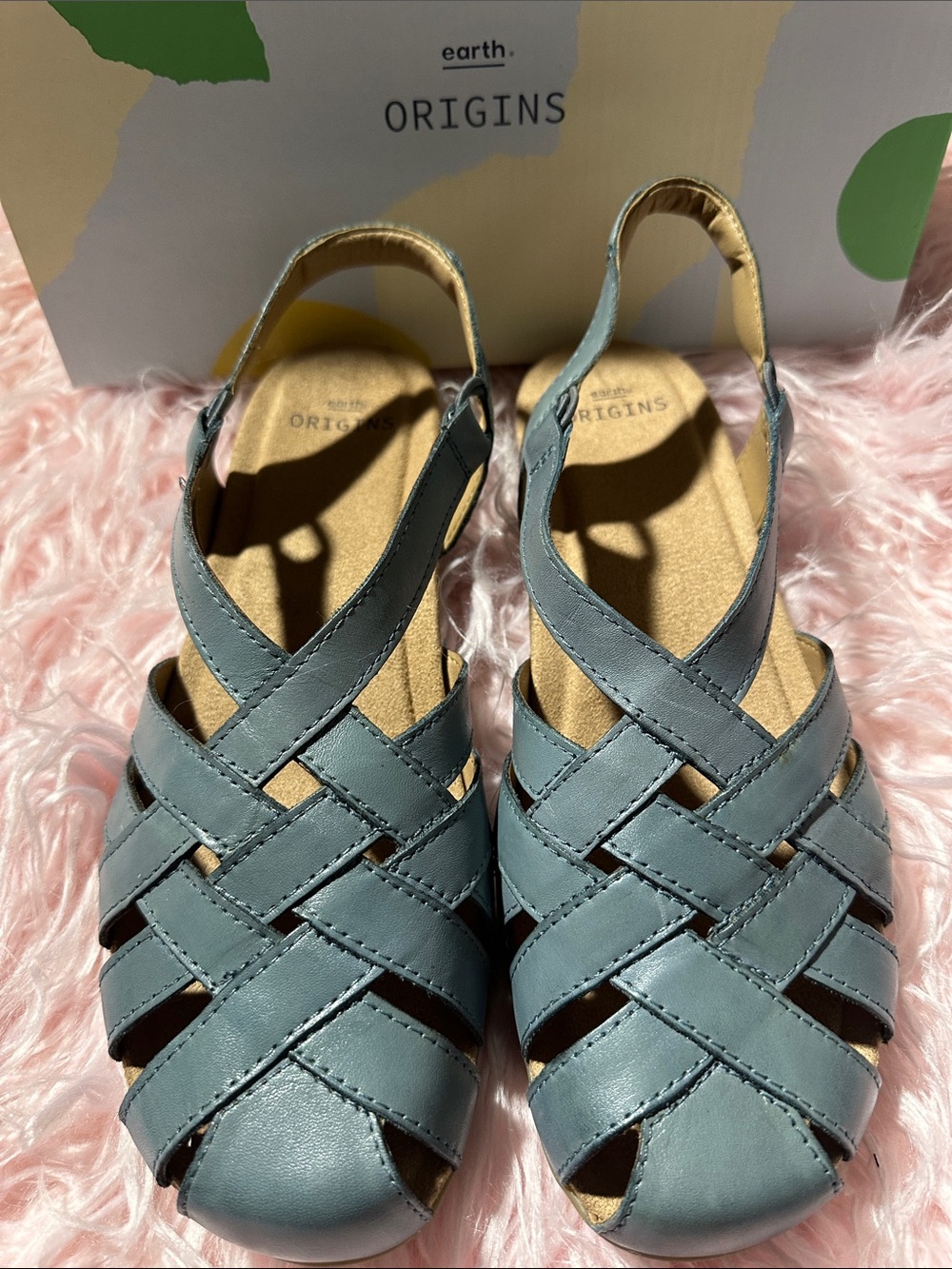 Earth Origins Blue-Tirquoise Woven Slingback Sandals W11